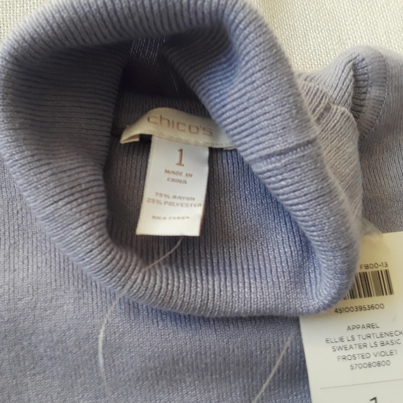 {Chico's} Pastel Blue Violet Ellie Turtleneck  NWT - Picture 4 of 5